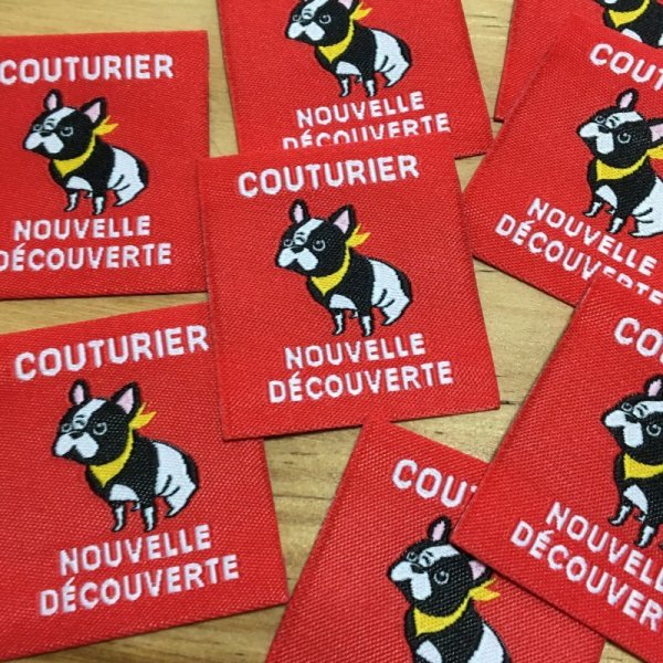 画像2: 刺繍タグ　フレンチブルドッグ　縦　赤 (2)