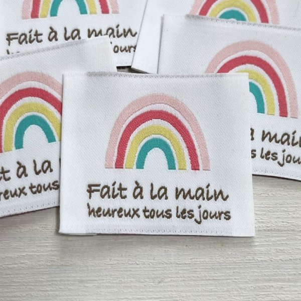 画像2: フレンチ刺繍タグ　ナチュラルレインボー (2)