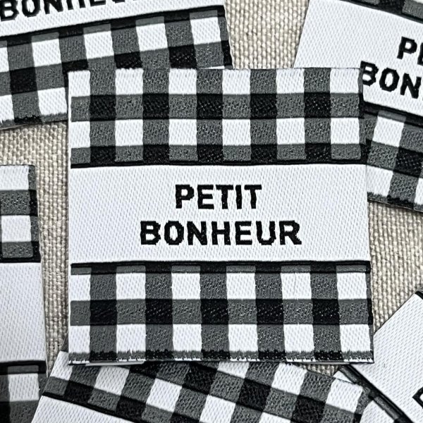画像1: PETIT BONHEUR チェック柄タグ　黒 (1)