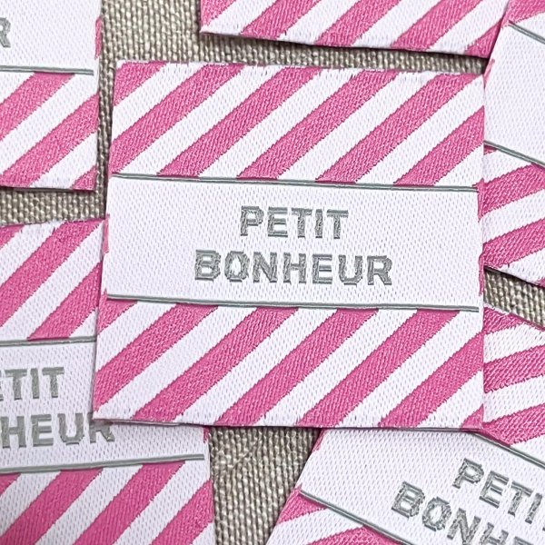 画像1: PETIT BONHEUR ストライプ柄タグ　ピンク (1)
