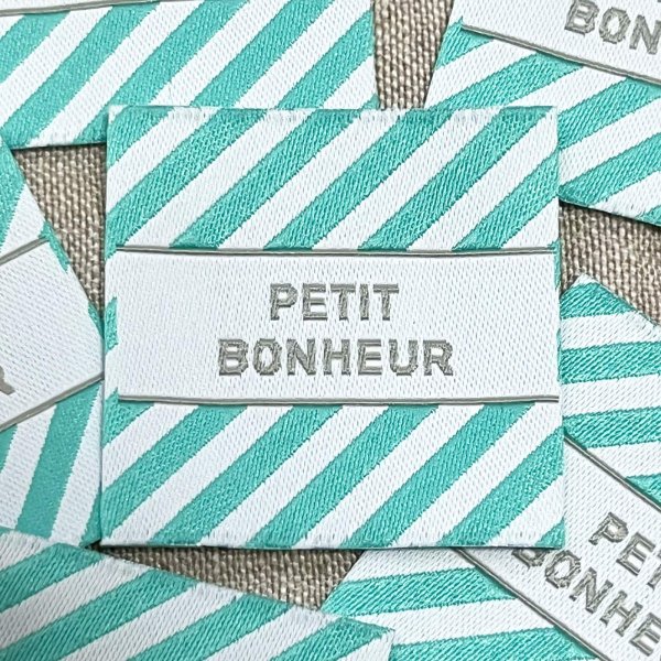 画像1: PETIT BONHEUR ストライプ柄タグ　ミント (1)