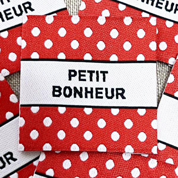 画像1: PETIT BONHEUR 水玉柄タグ　赤 (1)
