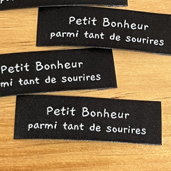 画像1: ナチュラルタグ　petit Bonheur 横長　黒 (1)