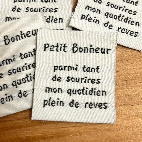 画像1: ナチュラルタグ　petit Bonheur 縦型　コットンブレンド　生成り　 (1)