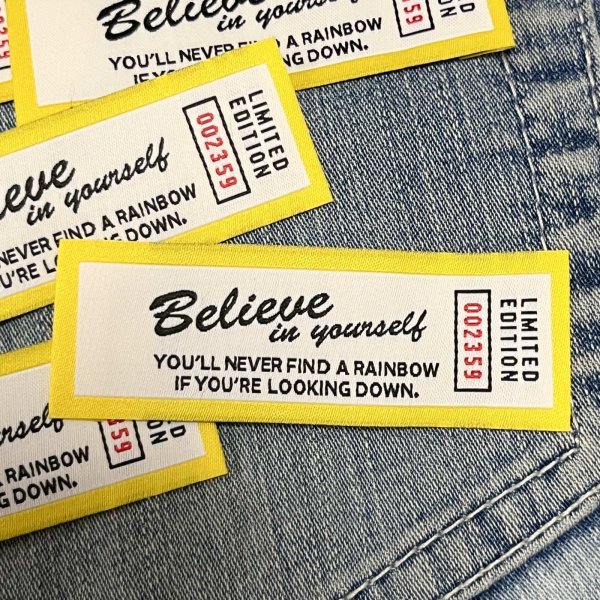 画像1: フレームロゴタグ 横長 Believe イエロー (1)